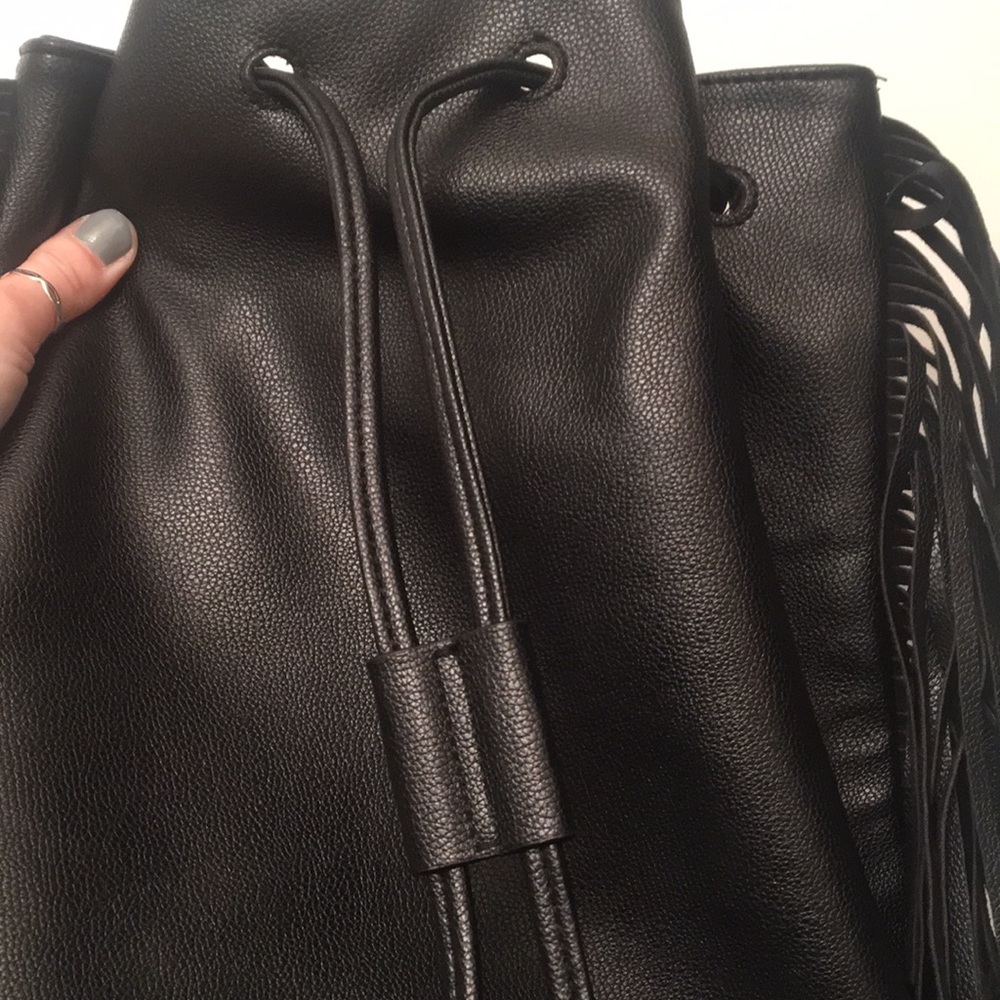 NWT, VS black faux leather fringed backpack - Picture 8 of 9